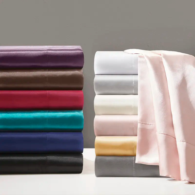 Silky & Luxurious 6 Piece Solid Color Satin Sheet Set