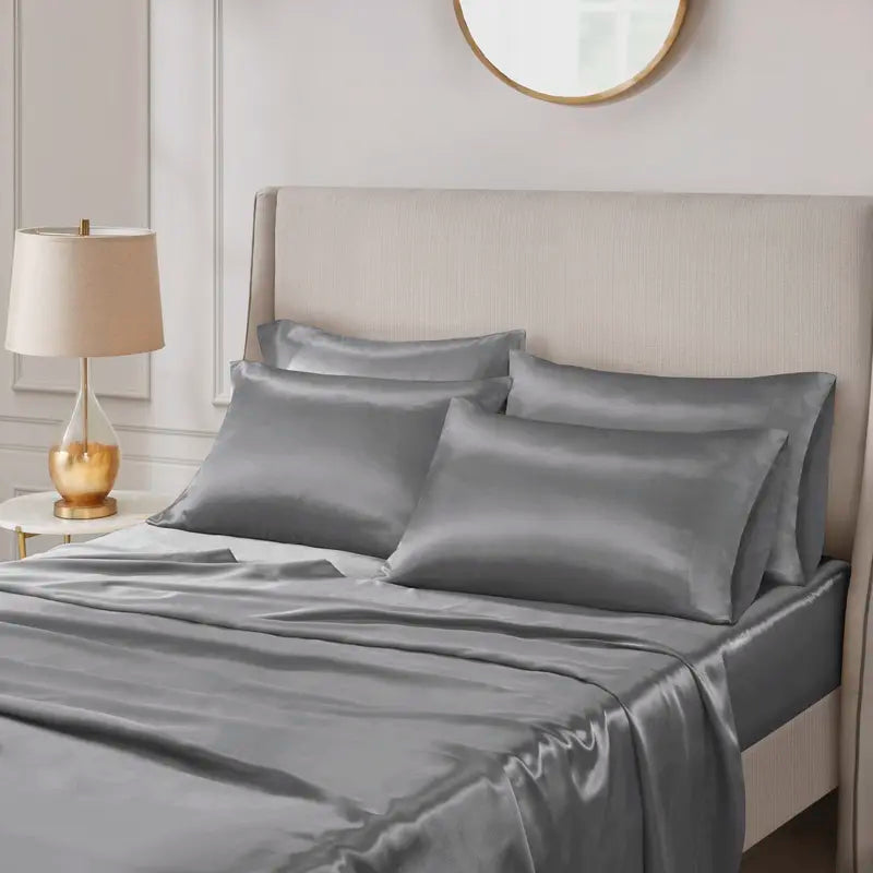 Silky & Luxurious 6 Piece Solid Color Satin Sheet Set 