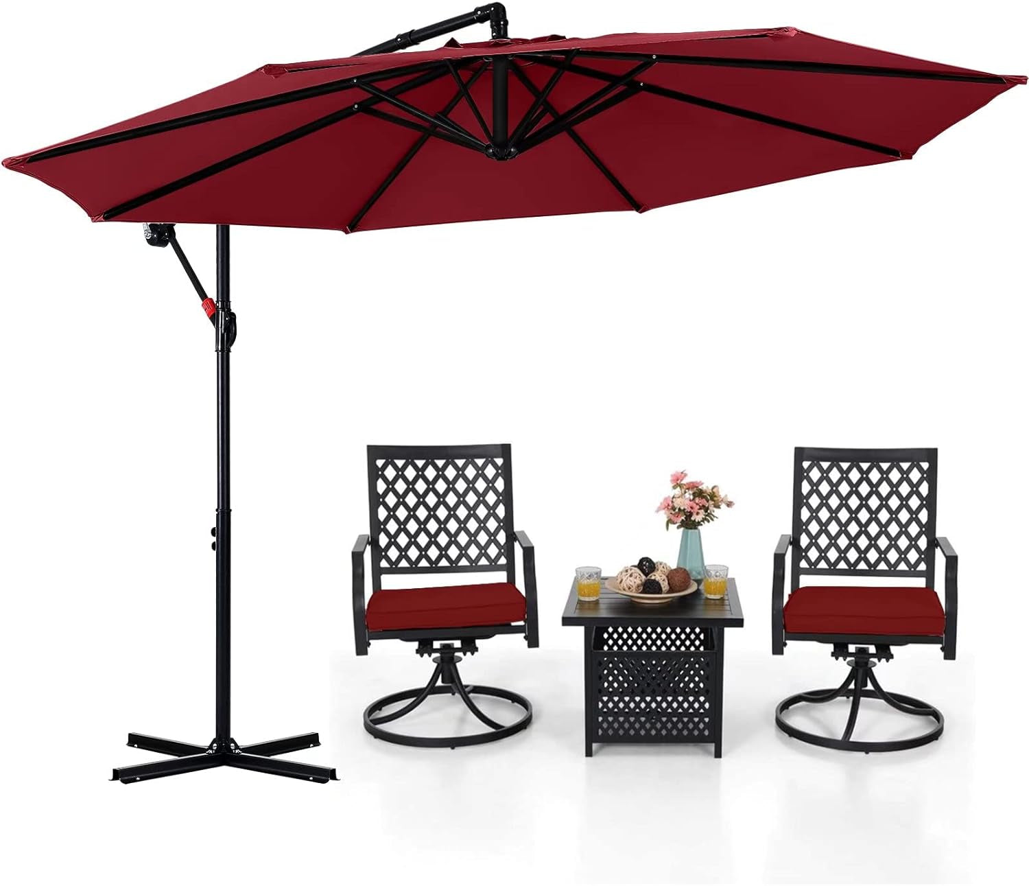 Cantilever Patio Umbrellas 10FT Burgundy