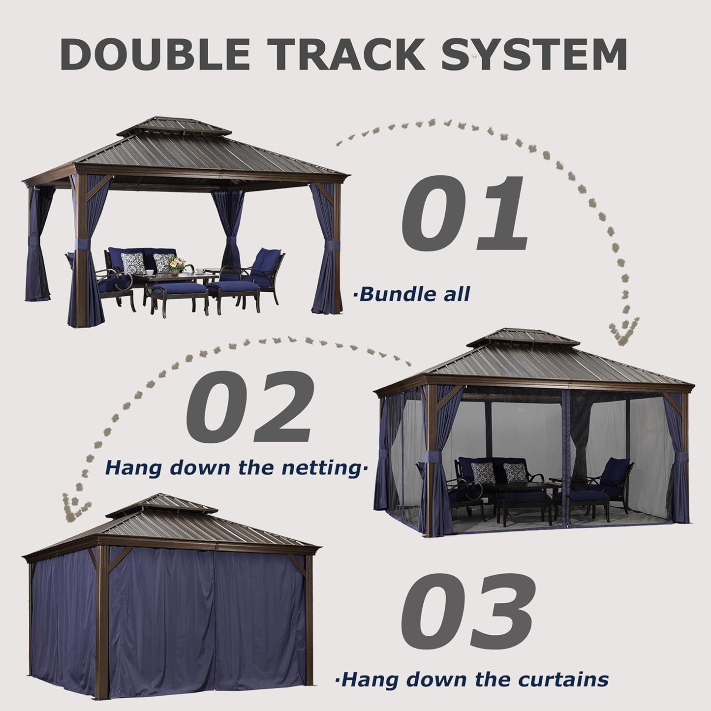 10' X 12' Hardtop Gazebo Backyard Heavy Duty Sunshade 