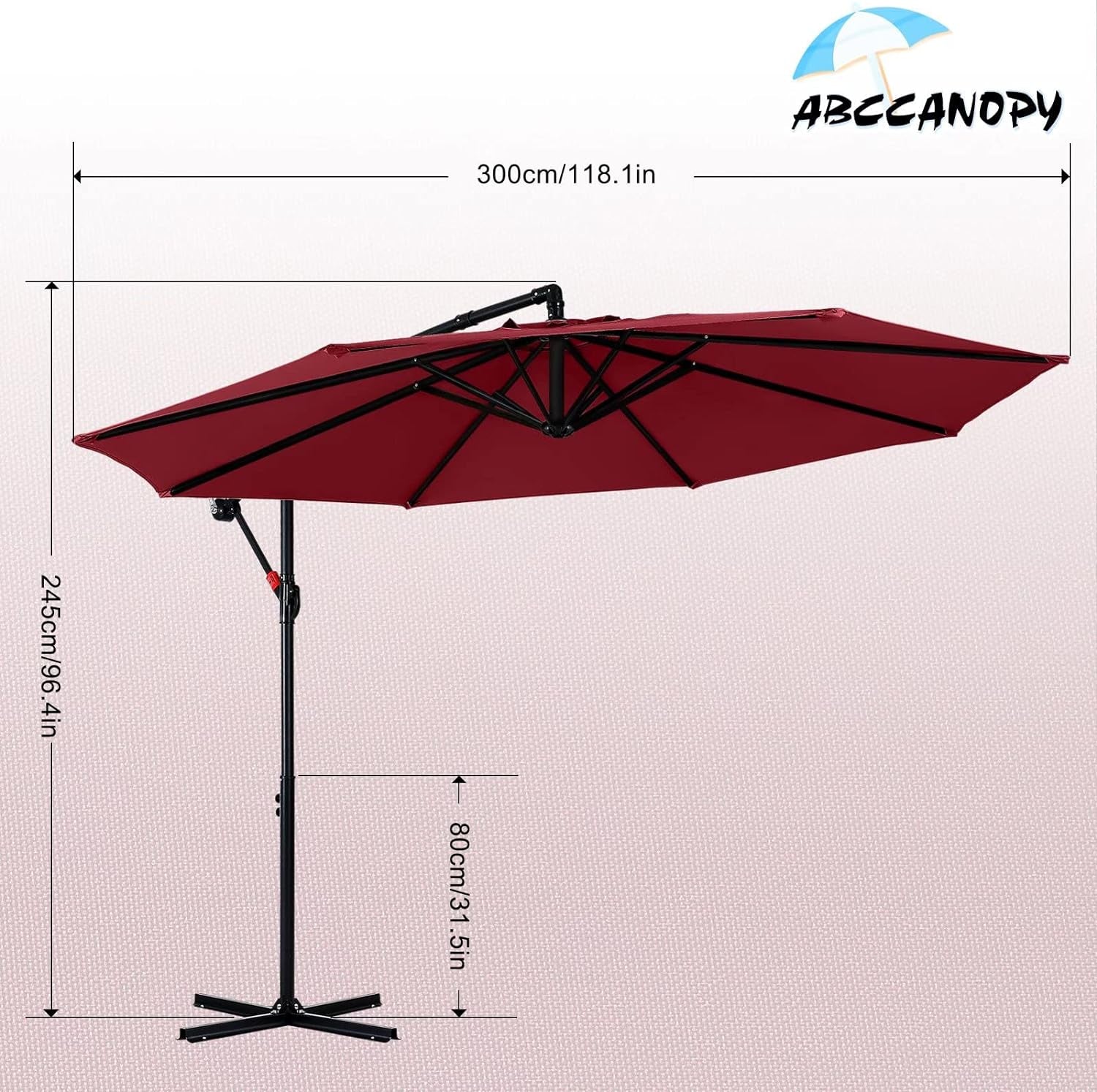 Cantilever Patio Umbrellas 10FT Burgundy